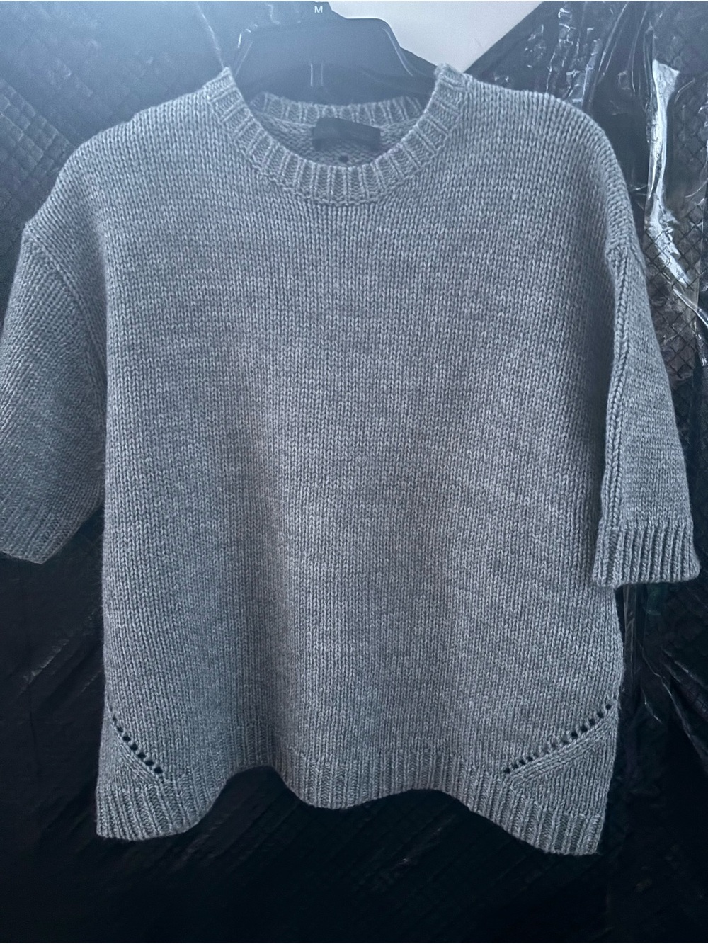 Zara Short-Sleeve Crewneck Knit Sweater - Gray - Picture 4 of 7
